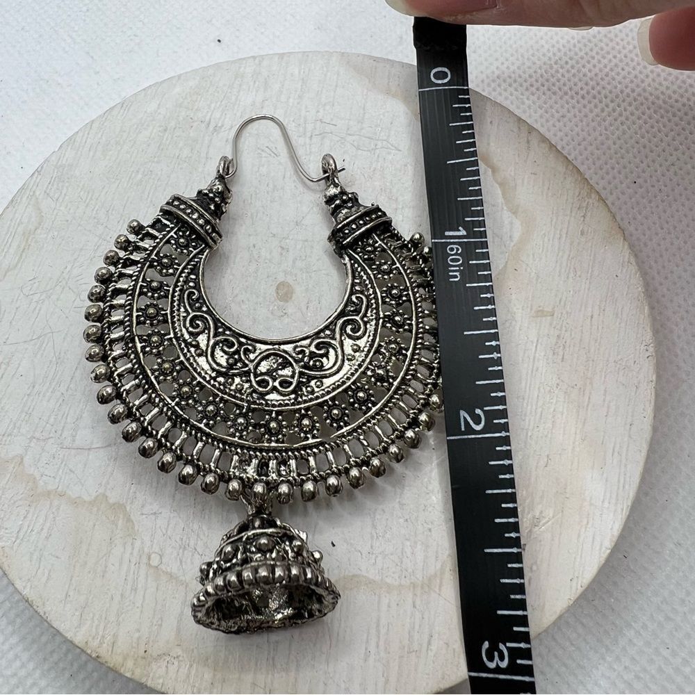 Silver Statement Hoopdangle Earrings - image 5